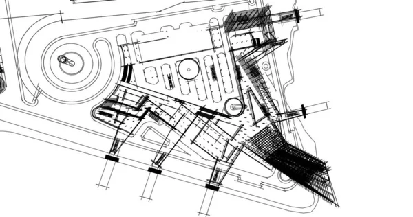 Edificio Casa Dibujo Arquitectónico Ilustración — Foto de Stock