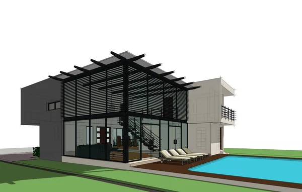 mimari çizimleri 3B illüstrasyon - illüstrasyon