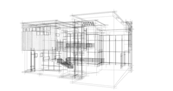 Arquitectura Edificio Ilustración Sobre Fondo — Foto de Stock