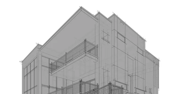 房子概念剪影3D — 图库照片