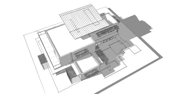 房子概念剪影3D — 图库照片