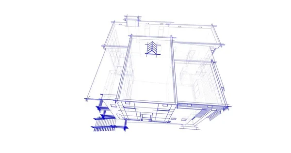 房子概念剪影3D — 图库照片