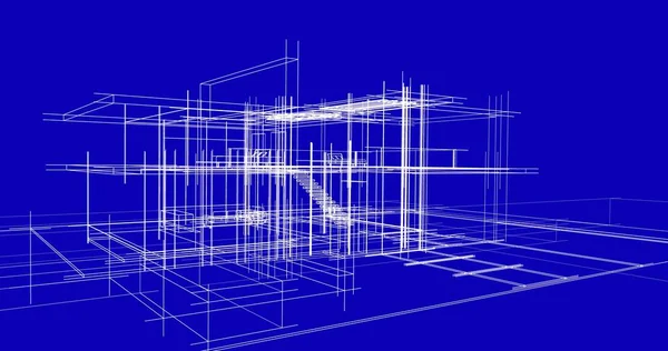 房子概念剪影3D — 图库照片