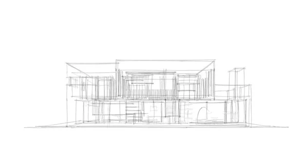 Huis Gebouw Architecturale Tekening Illustratie — Stockfoto