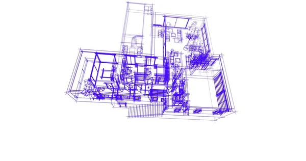 房子概念剪影3D — 图库照片