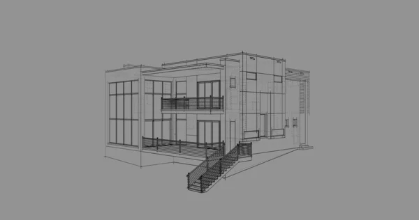 房子概念剪影3D — 图库照片