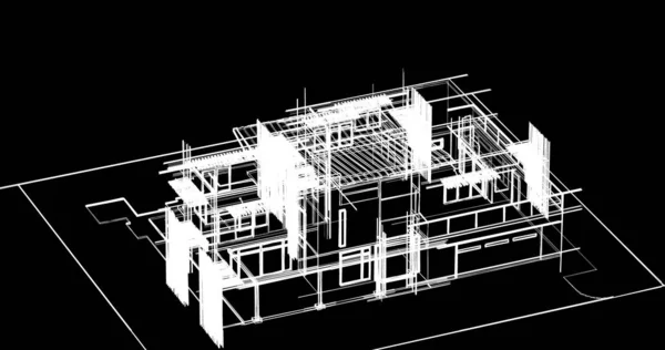 房子概念剪影3D — 图库照片