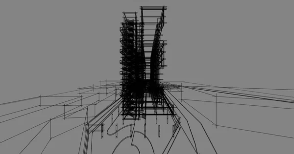 建筑图纸3D — 图库照片