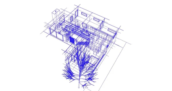 Huis Gebouw Architecturale Tekening Illustratie — Stockfoto