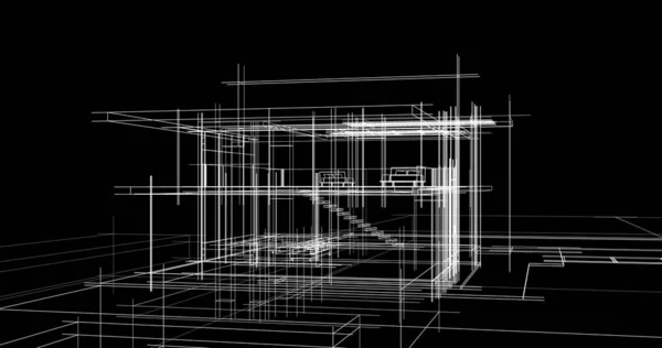 房子概念剪影3D — 图库照片