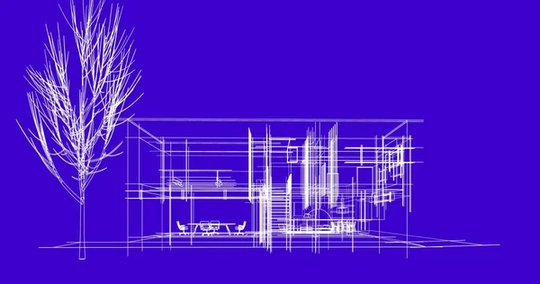 Rysunek Architektoniczne Budownictwo Mieszkaniowe — Zdjęcie stockowe