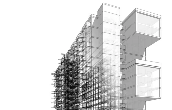 房子大厦建筑图画3D — 图库照片