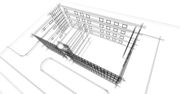 Rysunek Architektoniczne Budownictwo Mieszkaniowe — Zdjęcie stockowe