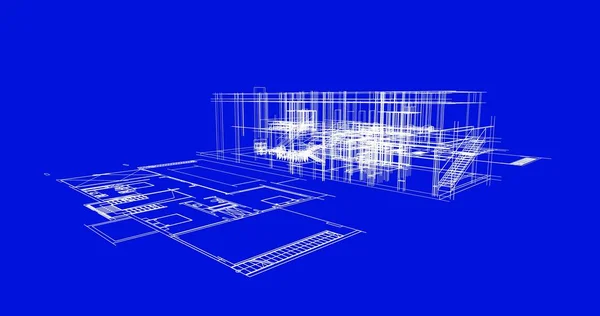 房子概念剪影3D — 图库照片