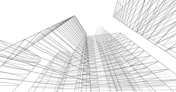 Illustrazione Dell Architettura Degli Edifici Della Città — Foto Stock