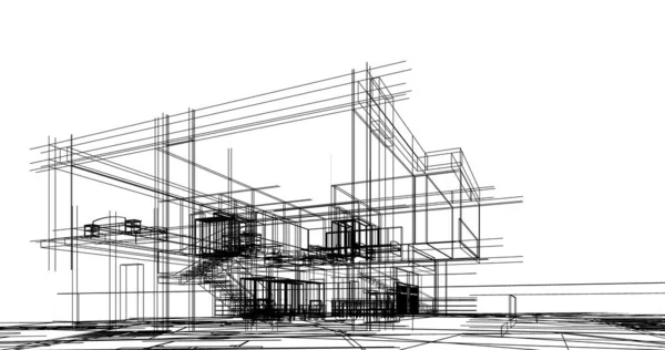 Rysunek Architektoniczne Budownictwo Mieszkaniowe — Zdjęcie stockowe