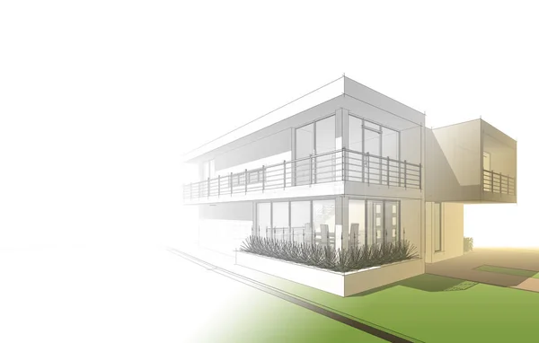mimari çizimleri 3B illüstrasyon - illüstrasyon