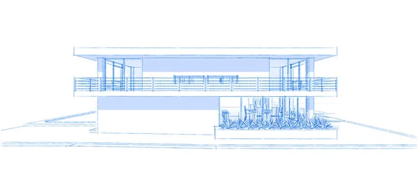 Edifício Casa Desenho Arquitetônico Ilustração — Fotografia de Stock