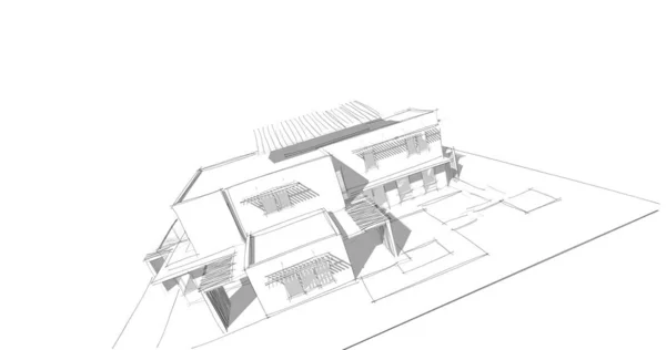 房子概念剪影3D — 图库照片