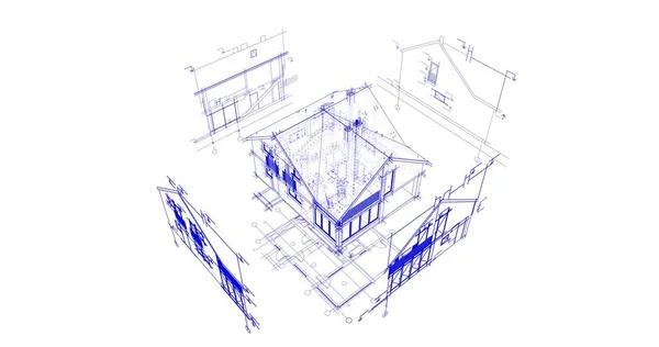 Rysunki Architektoniczne Ilustracja Ilustracja — Zdjęcie stockowe