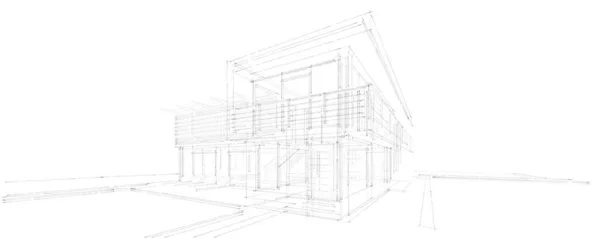 House Building Architectural Drawing Illustration — Stock Photo, Image