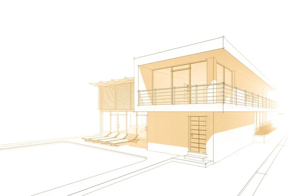 Rysunek Architektoniczne Budownictwo Mieszkaniowe — Zdjęcie stockowe