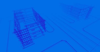 Binanın mimari 3d çizim çizim ev