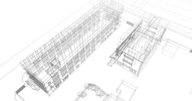 mimari çizimleri 3B illüstrasyon - illüstrasyon