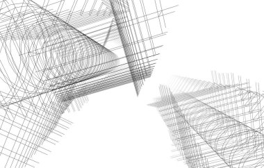 mimari çizimleri 3B illüstrasyon - illüstrasyon