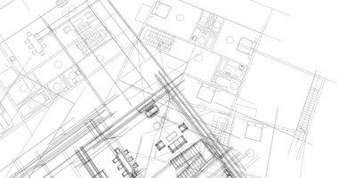 Binanın mimari 3d çizim çizim ev