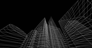 şehir mimarisi ve binalar 3D çizimi 