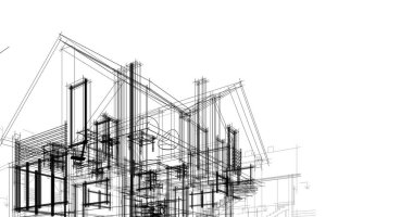 Binanın mimari 3d çizim çizim ev