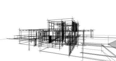 Ev kavramı kroki 3d çizim