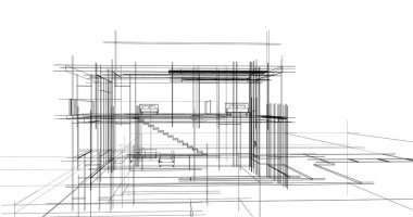 Ev kavramı kroki 3d çizim
