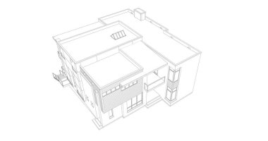 Arkaplanda mimari bina 3d illüstrasyon,