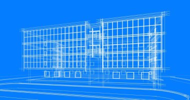 Binanın mimari 3d çizim çizim ev