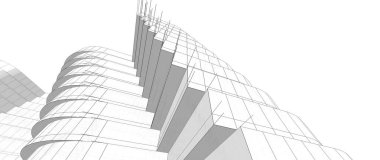 Binanın mimari 3d çizim çizim ev