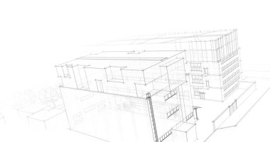 şehir mimarisi ve binalar 3D çizimi 