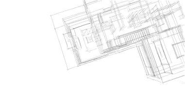 Binanın mimari 3d çizim çizim ev