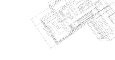 Binanın mimari 3d çizim çizim ev