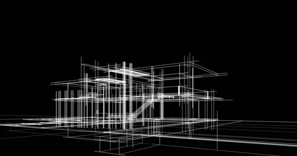 房子概念剪影3D — 图库照片