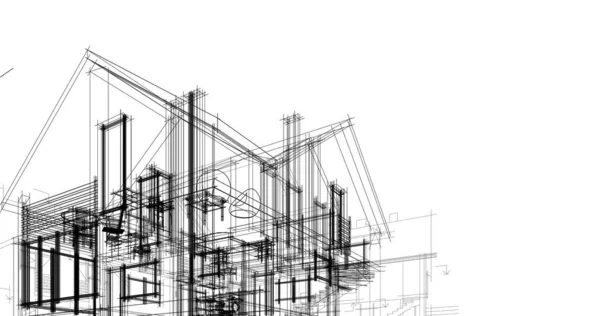 Будівництво Будинку Архітектурний Малюнок Ілюстрація — стокове фото