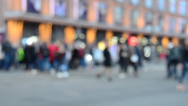 Vista Sfocata Persone Che Camminano Lungo Strada Centrale Khreschyatik Kiev — Video Stock