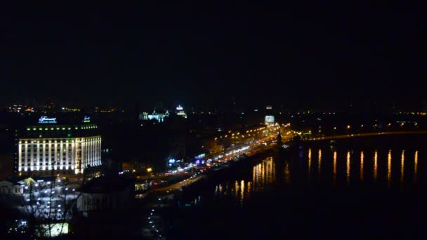 Noční Pohled Podil Historické Sousedství Kyjevské — Stock video
