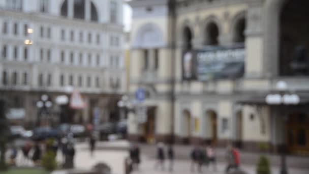 Blurred View Kiev Opera House Ukraine — Stock Video