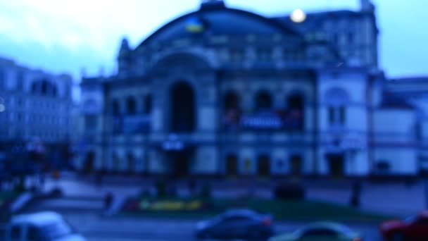 Blurred View Kiev Opera House Ukraine — Stock Video