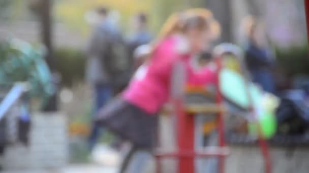 Unfocused View Children Playing Playground — Stock Video