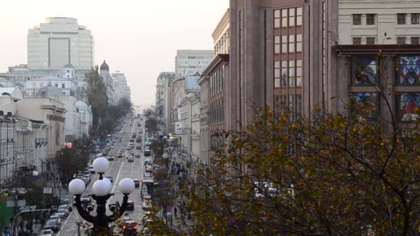 Forgalom Main Kiev City Street Ukrajna — Stock videók