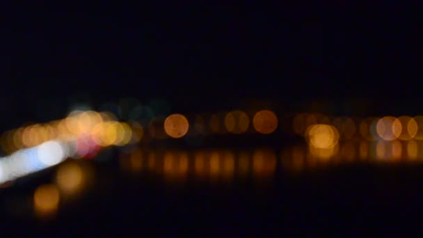 Stadt Nacht Mit Autos Bewegung Verschwommenes Licht Viel Befahrener Straße — Stockvideo