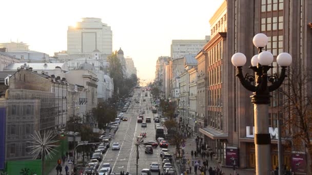 Traffico Sulla Main Kiev City Street Ucraina — Video Stock